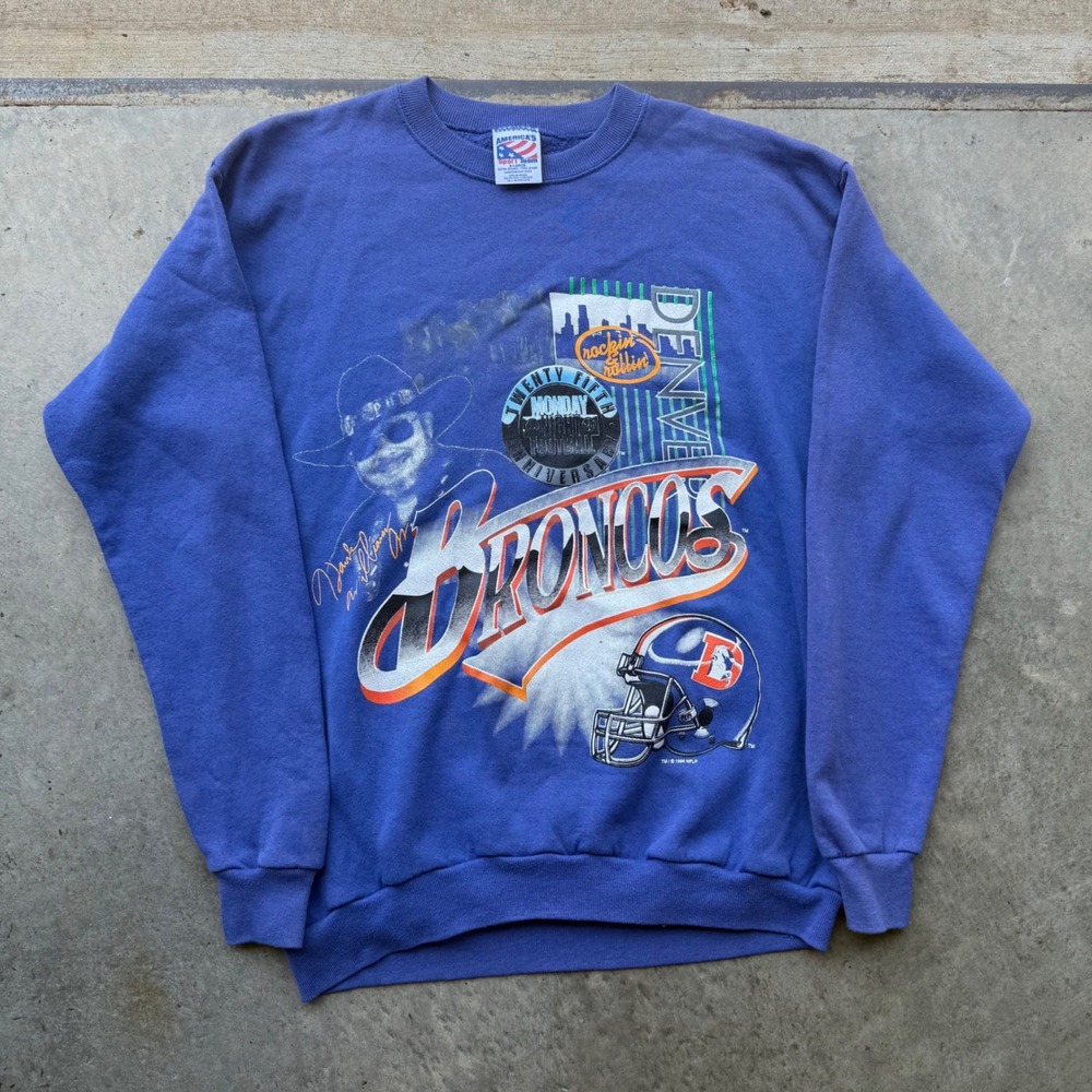 Vintage 1994 Denver Broncos Hank Williams Jr MNF Sweatshirt Blue XL 90s NFL